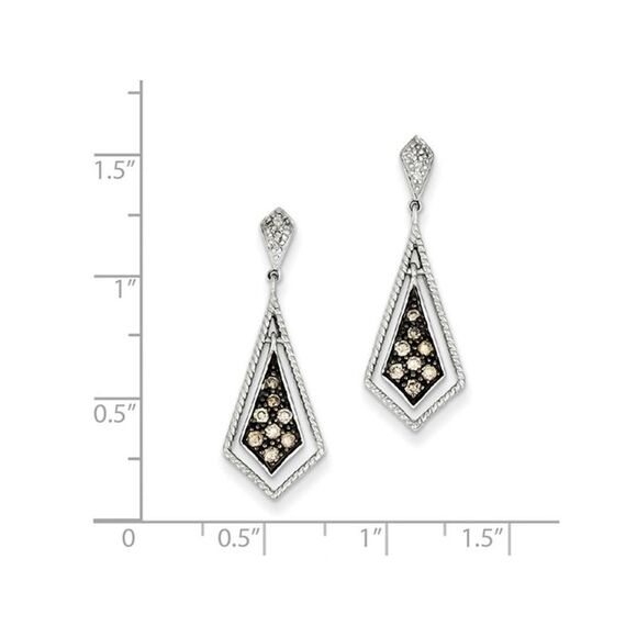 1/3 Carat (ctw) Champagne Diamond Dangle Earrings in Sterling Silver